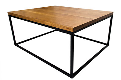 Solid Oak Top Black Frame Coffee Table