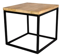 Solid Oak Top Black Frame Side Table