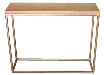 Oak Top Gold Frame Console Table