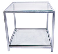 Glass Top & Bottom Shelf Chrome Effect Side Table