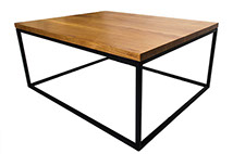 Solid Oak Top Black Frame Coffee Table