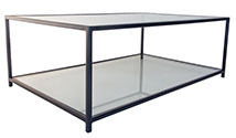 Glass Top & Bottom Shelf Black Metal Coffee Table