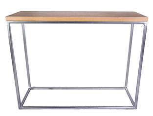 Solid Oak Top Shelf  Chrome Effect Frame Console Table