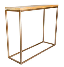 Oak Top Gold Frame Console Table