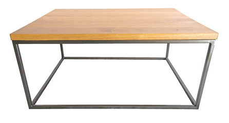 Solid Oak Top  Gun Metal Coffee Table