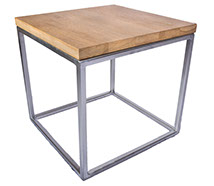 Solid Oak Top Chrome Effect Side Table