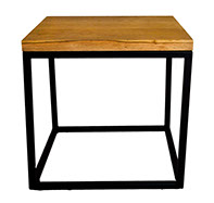 Solid Oak Top Black Frame Side Table